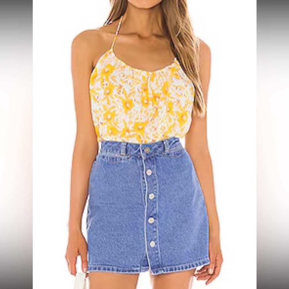 Free People Liza Floral Bodysuit Yellow Ivory Size L